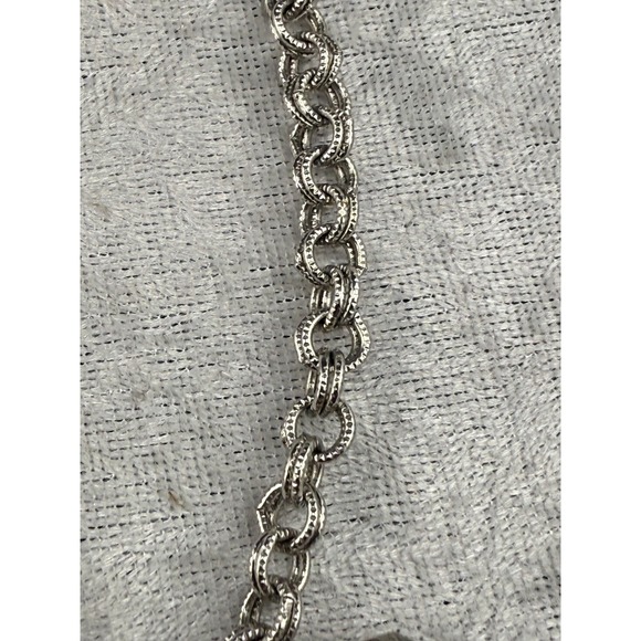 White House Black Market Necklace Bib Statement Shell Look Silver Tone 16" - Picture 3 of 8